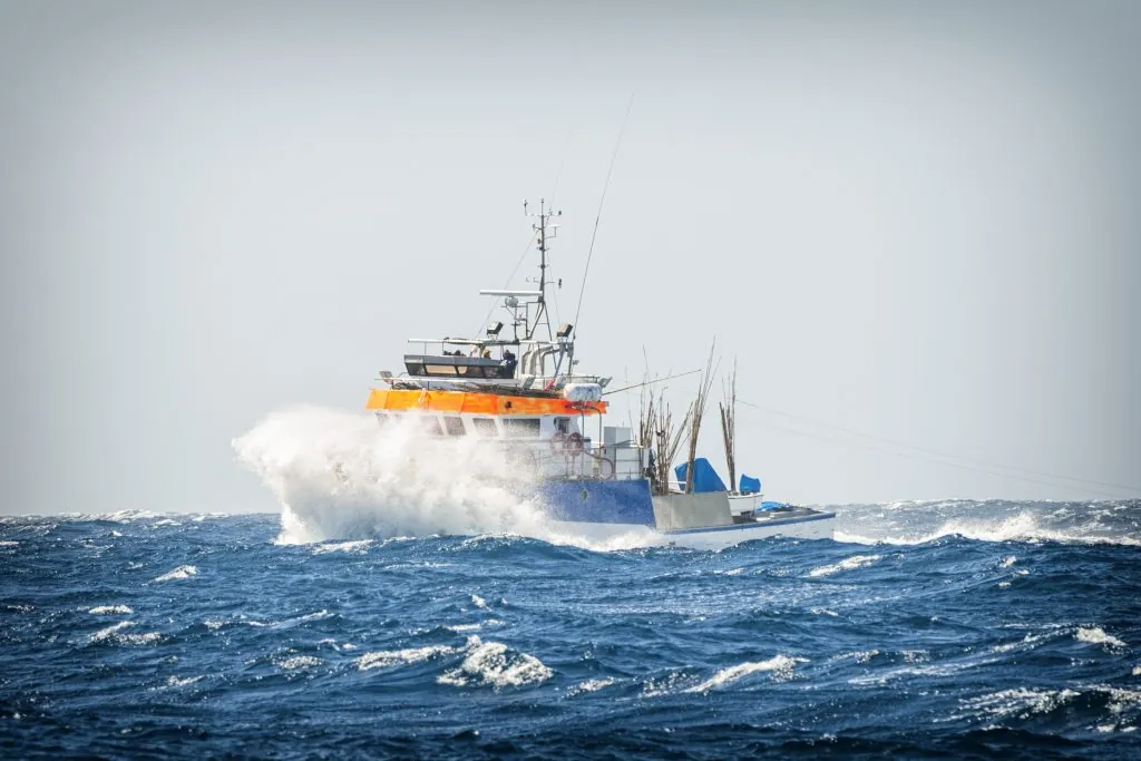 Fishing boat in a storm